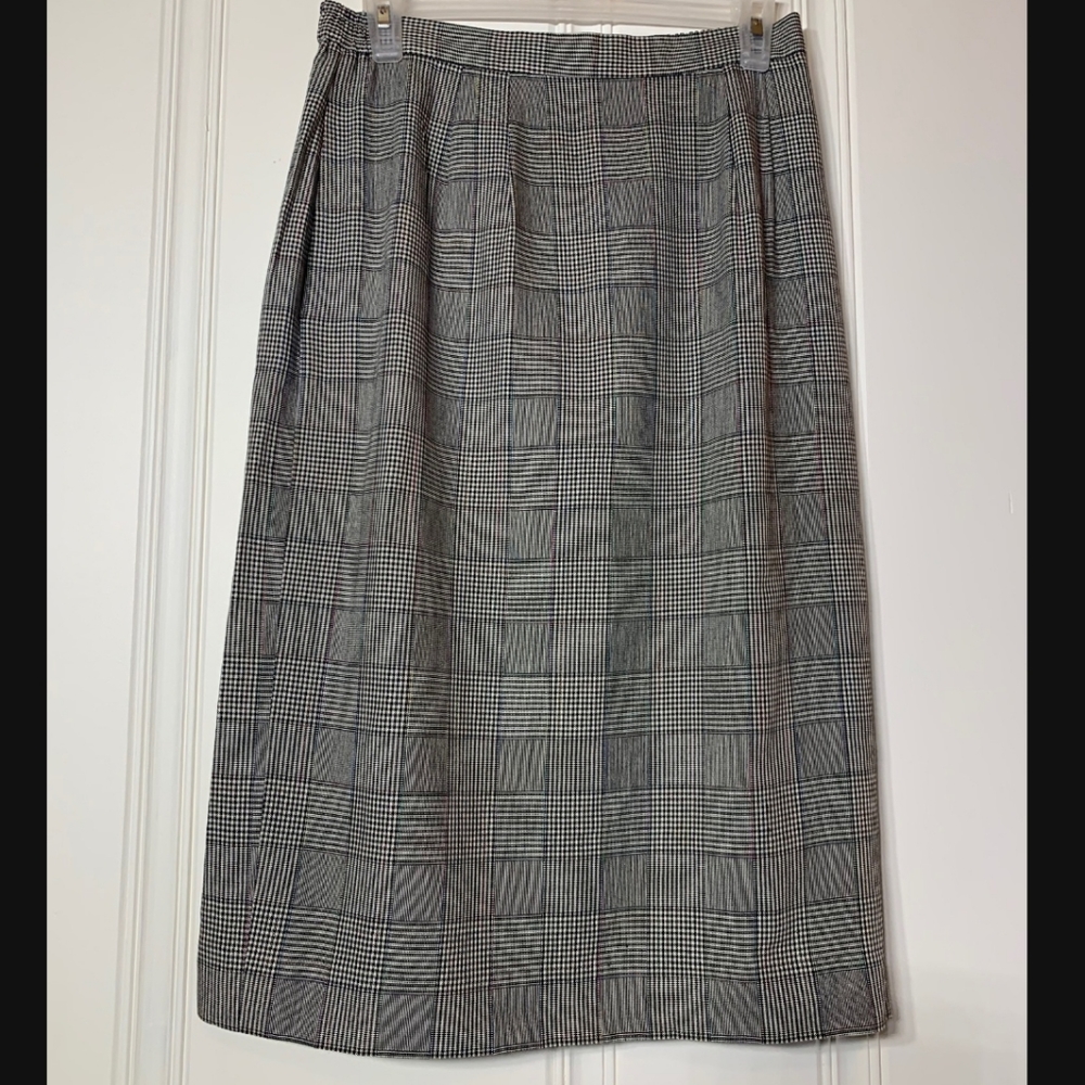 Plaid Vintage Pencil Skirt Black and Grey